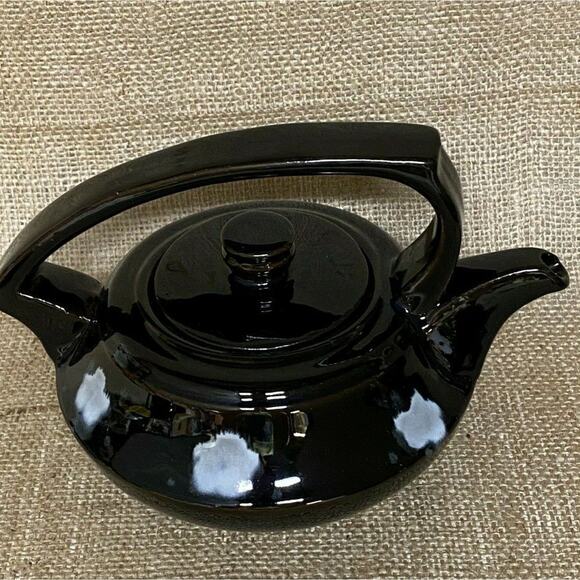 Vintage Hand Made Asian Black Glazed Red Clay Teapot Set - Picture 6 of 12